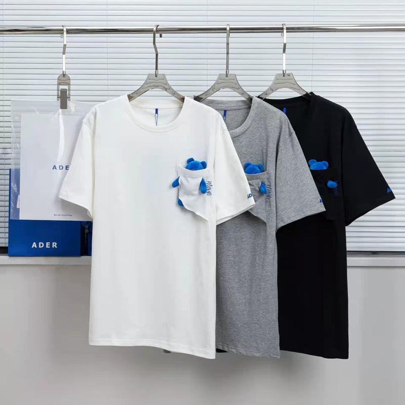 

Men's T Shirts Ader Error Pocket Blue Bear Shirt MEN WOMEN High Street Casual Cotton Loose Adererror T-Shirt Back Embroidery Tag LabelMen'