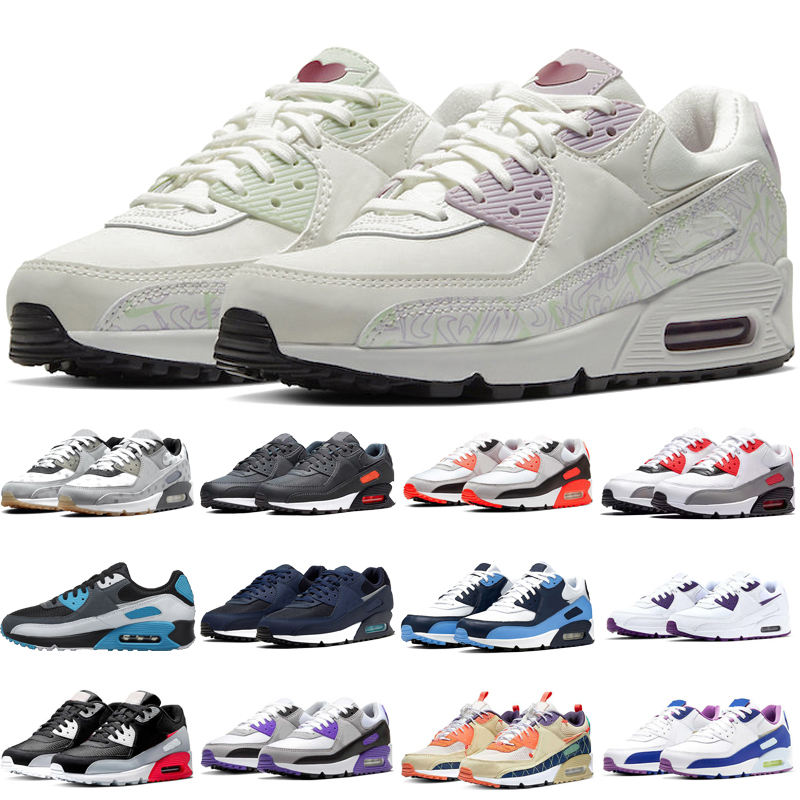 

90 max men running shoes 90s Triple Black White Leather Mesh Supernova Dust Grey Malt Camo Valentines Day women mens trainers outdoor Sports Sneakers size 36-45, #37 laser blue 40-46
