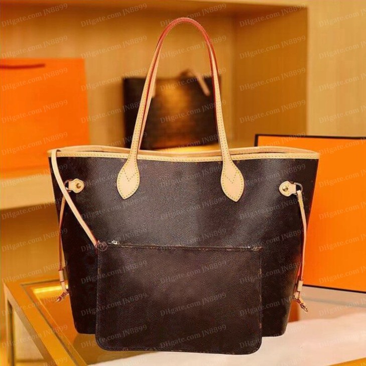 

Fashion Women Handbags Wallet Shoulder Bags 2 Pcs Sets Shopping Tote Bags Handbag Purse Crossbody Bag With DustBag 6 Colors JN8899, Black flowers