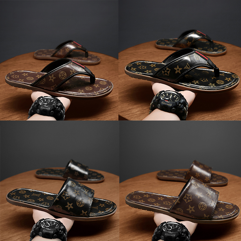 

Luxury brand men's designer Slippers flip flops high quality summer outdoor fashion soft bottom comfortable leisure beach sandals, 0088 black