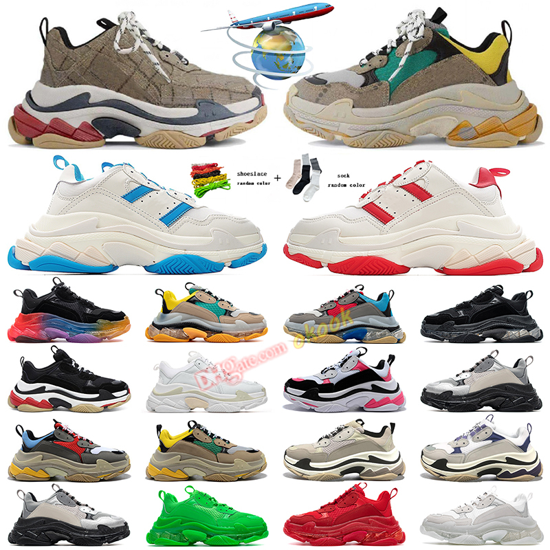 

Designer Triple S Men Women Casual Shoes 17FW Sneakers Platform Black White Grey Red Pink Blue Green Light Tan Oreo Mens Trainers Sports Fashion Tennis, 35
