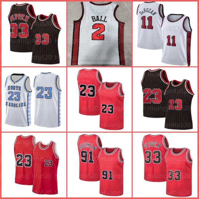 

MJ 23 9 Basketball Jerseys Scottie 33 Pippen Dennis 91 Rodman Demar Lonzo DeRozan Ball Derrick Zach Rose LaVine North Carolina Tar Heel Mens Retro Youth 11 2, Men jersey