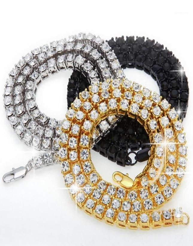 

Chains 2021 Punk Hiphop Rhinestone Tennis Chain Necklace Men Women Silver Gold Iced Out Link Mens Jewelry Drop 19546574