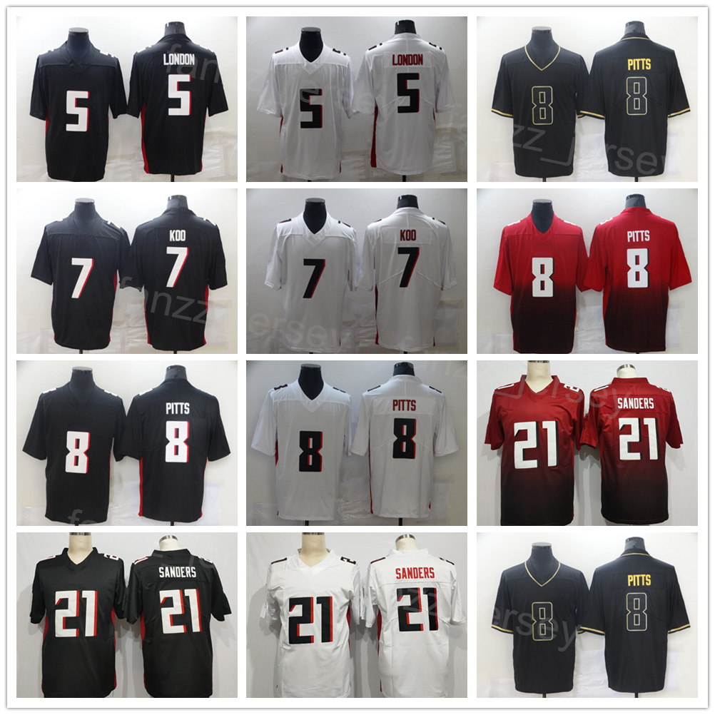 

Men Football 8 Kyle Pitts Jerseys 21 Deion Sanders 7 Younghoe Koo 5 Drake London Salute To Service Black White Red Team Color Vapor Color Rush Embroidery And Sewing