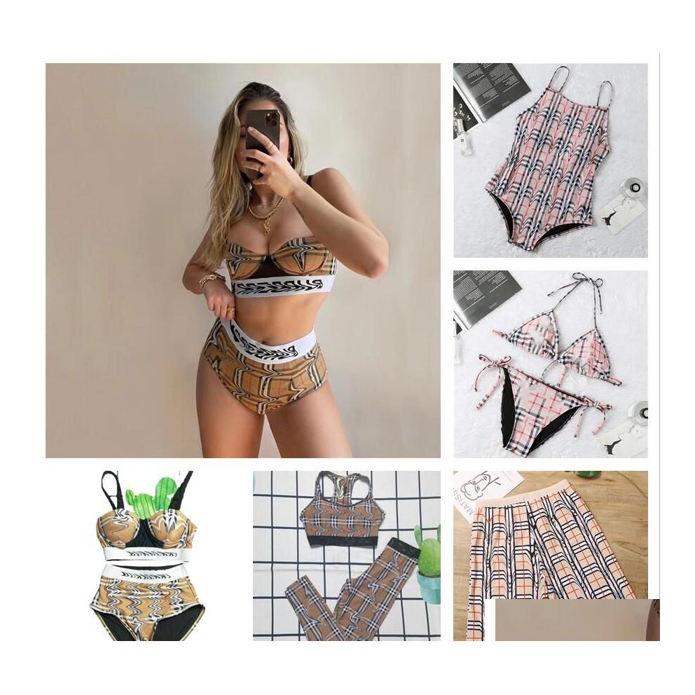 

Other Home Textile Designer Active Gym Set Swimsuits With Pads Classic Gridf 5 Designs Letter B Bikini Bra Women Fashion Sw Homefavor Dhwx5, As picture