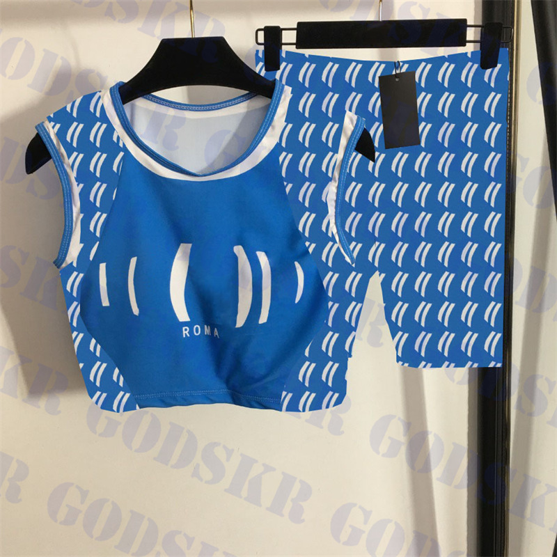 

Designer Womens Swimsuit Letter Print Tanks Top High Waist Shorts Set Summer Yoga Clothes Three Colors, Please contact me real pic
