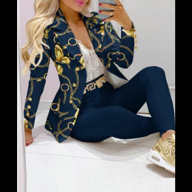 

Women Tracksuits office Pant Suit Double breasted Full Sleeve Blazers Jacket and Pant Two Pieces Set Lady Outfits Work Clothes, 01