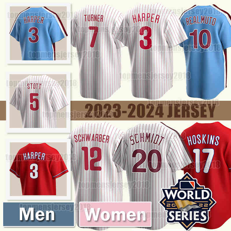 

Bryce 3 Harper Philadelphia Baseball Jerseys 7 Trea Turner Phillies 10 JT Realmuto Mike Schmidt Bryson Stott Kyle Schwarber Brandon Marsh Edmundo Sosa Ranger Suarez, Men jersey(f c r)+patch