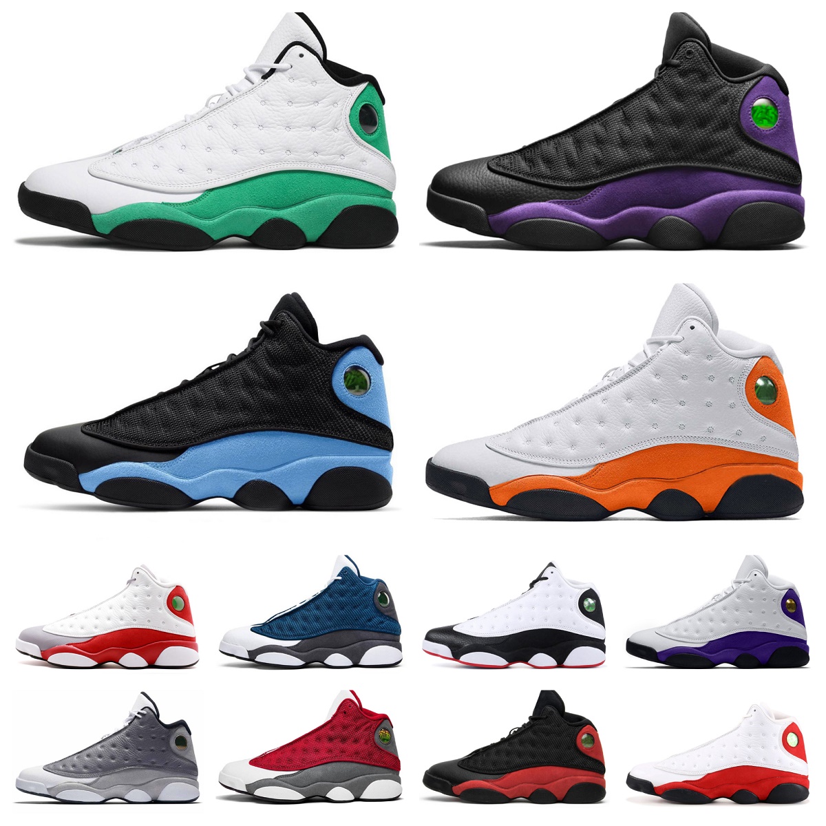 

Jumpman 13 13S Basketball Shoes Mens High Brave Blue Flint Bred Island Green Red Dirty Hyper Royal Starfish He Got Game Black Cat Court Purple Grey Toe Chicago Sneakers, Bubble package bag