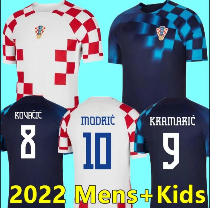 

2022 Croatia Soccer Jerseys 22/23 Home 10 Modric 7 BREKALO #4 PERISIC Shirt Away #11 BROZOVIC #9 KRAMARIC #18 REBIC #1 LIVAKOVIC World cup national team football Uniform, Home kids