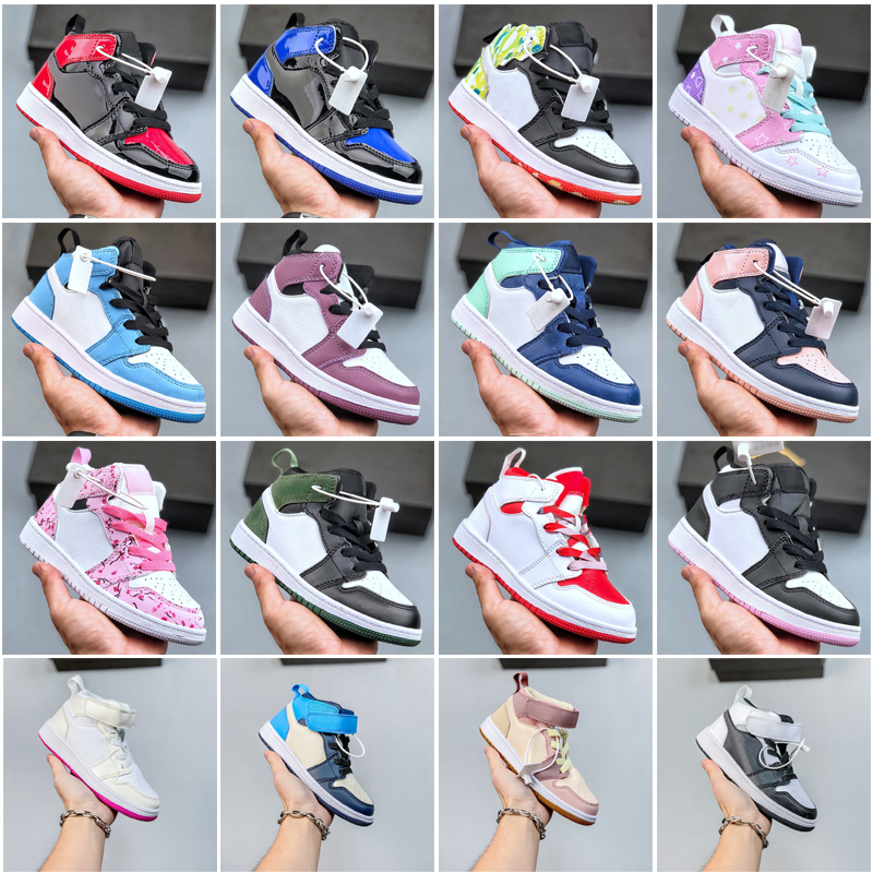 

Jumpman 1 Mid Basketball Shoes J1 Kids Youth Shoe Students Sneaker Big Child Junior Toddler 1s Medium Olive Gym Red Travis Sport Shoes Skateboard 22-37, #4