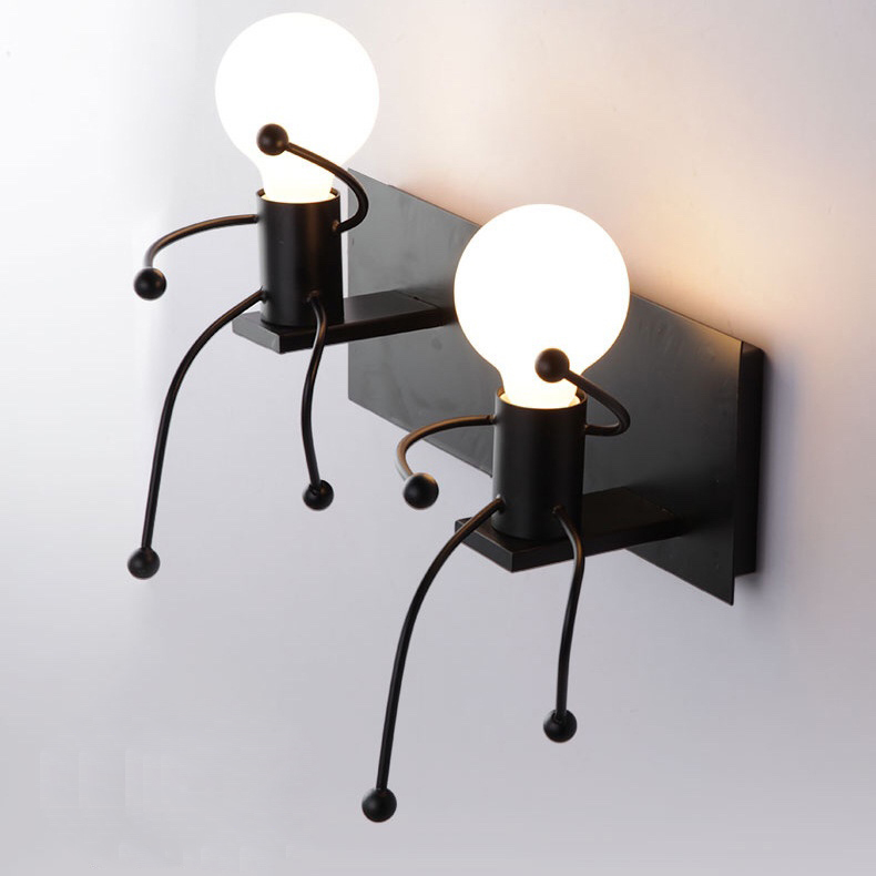 

Modern Cartoon Doll Wall Lamp LED Creative Mounted Iron Sconce Living Room children's white wall lamps