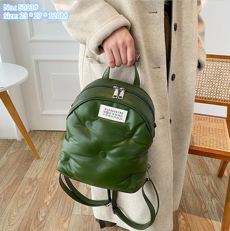 

Wholesale factory ladies shoulder bag 6 colors winter fashion handbags simple buttons solid color leather backpack light and comfortable western handbag, White-5013#