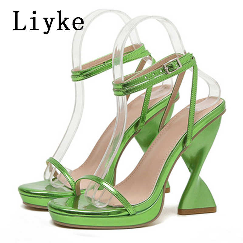 

Sandals Liyke 2022 Summer New Arrival Fashion Green Gold Women Sandals Narrow Band High Heels Ladies Gladiator Shoes Dress Party Pumps T221209, Purple