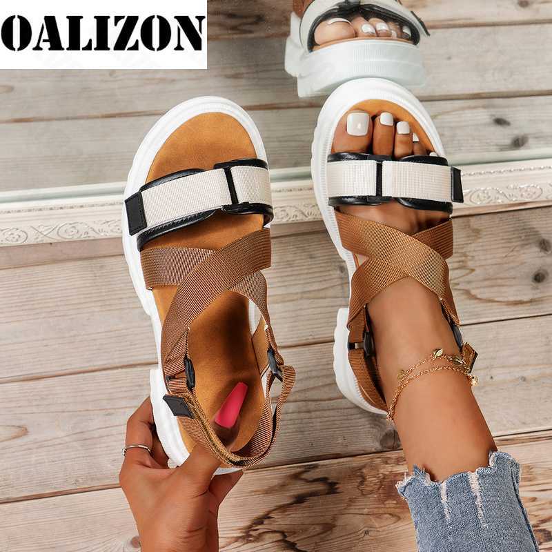 

Sandals Summer Women Flats Sandals 2022 New Fashion Sport Platform Casual Slippers Walking Running Ladies Shoes Slides Slingback Zapatos T221209, Brown