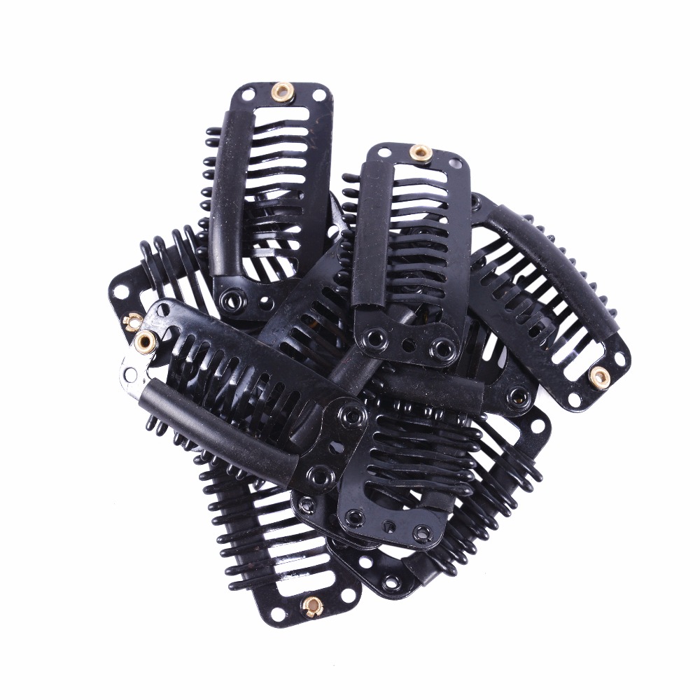 

Best Wig Clips Brown Beige Black 50Pcs Wholesale Stainless Steel Metal Combs Hair Extension For Women U and Wire 32mm