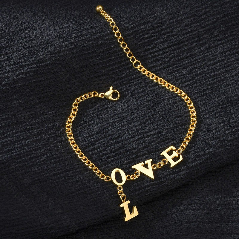 

LOVE personalized letters pendant chains bracelet evil eye Bracelets for women jewelry charome designer bracelets wedding wholesale Lobster clasps Silver Plated