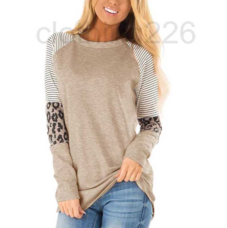 

Women' T-Shirt designer Autumn / winter 2019 new women' leopard print round neck long sleeve contrast T-shirt SJ3S, Dark grey blue