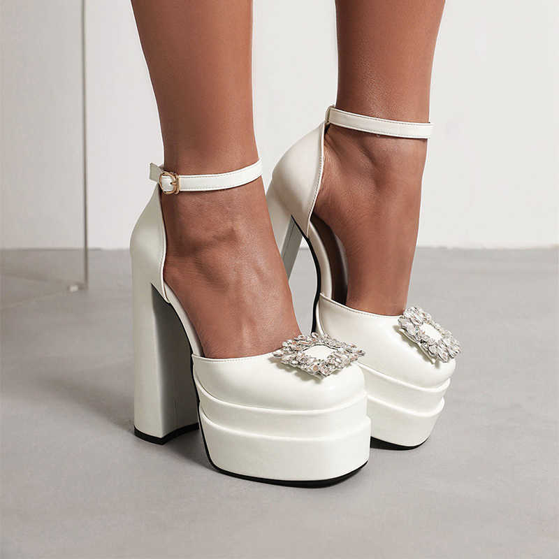 

Sandals Women Sandals 2022 New Female Square Toe Rhinestone Thick Bottom Shoes Buckle Fashion Platform Block High Heels Ladies Footwear T221209, Green