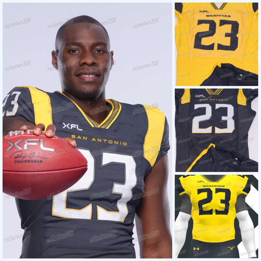

Custom 2023 XFL Brahmas Football Jersey Jack Coan Jawon Pass Anthony Russo Reid Sinnett Kalen Ballage Jon Hilliman Jacques Patrick Calvin Turner Travis Jonsen, Yellow