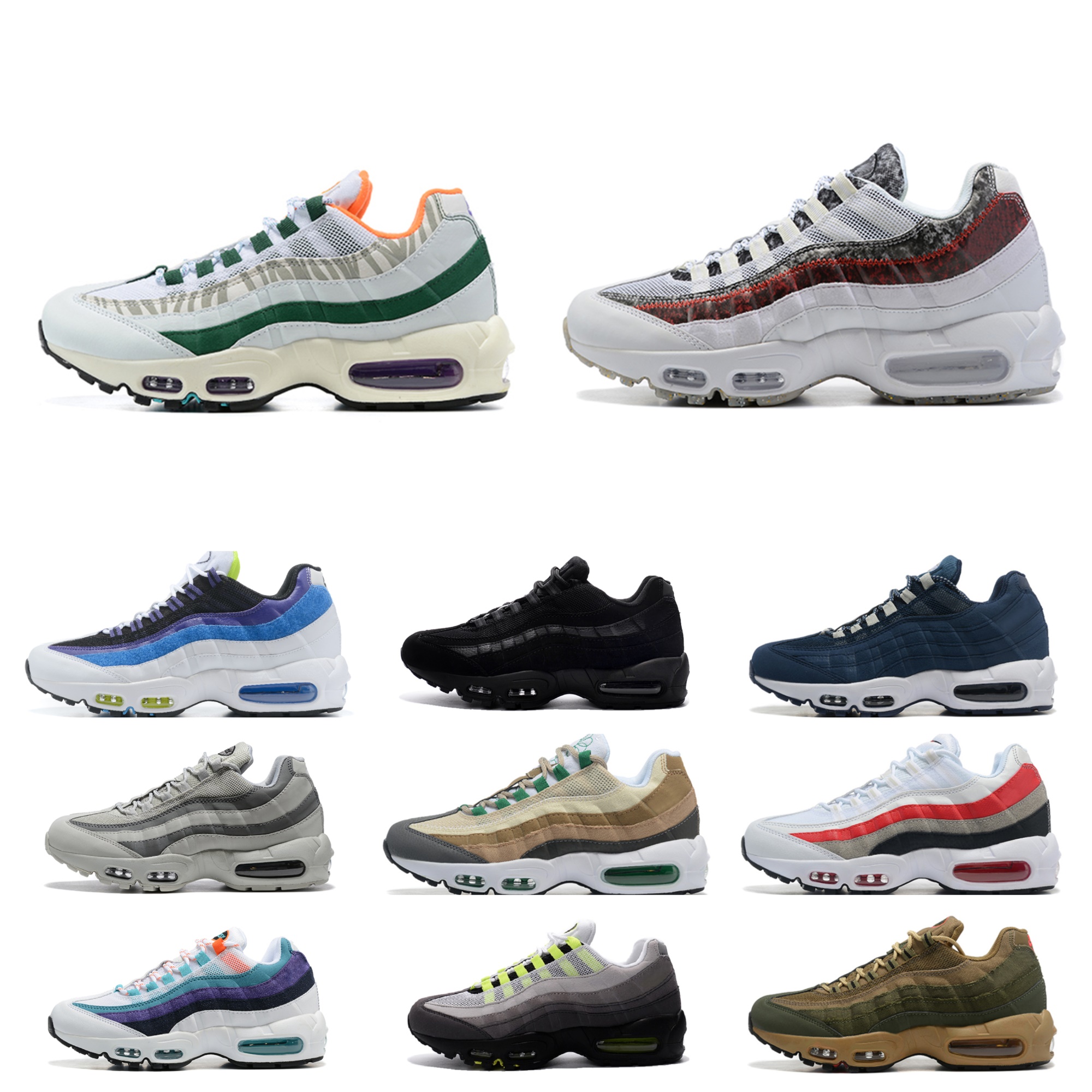 

OG 95 airmaxs Running Shoes Mens Dark Army Chaussures 95s air Neon White Worldwide Triple Black Reflective Volt Earth Day Navy Blue Grape Snakeskin Designer Sneakers, Bubble package bag
