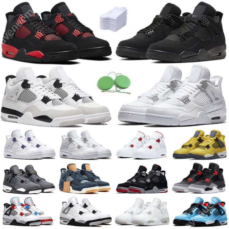 

4 4s Men Women Basketball Shoes Sneaker Military Black Cat Sail White Oreo Cement Red Thunder Unc Blue Lightning Infrared Royalty Denim Mens153, Color#45