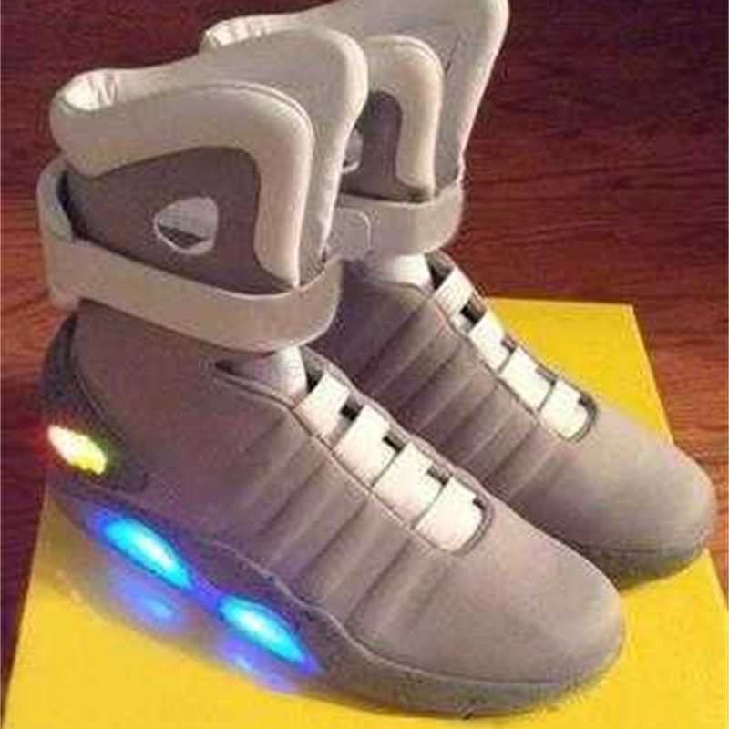 

Back To The Future Boots Shoes Brand Authentic Mag Back to the Future Glow in Dark Gray Sneakers Marty Mcfly's Led Lighting Up Mags Black