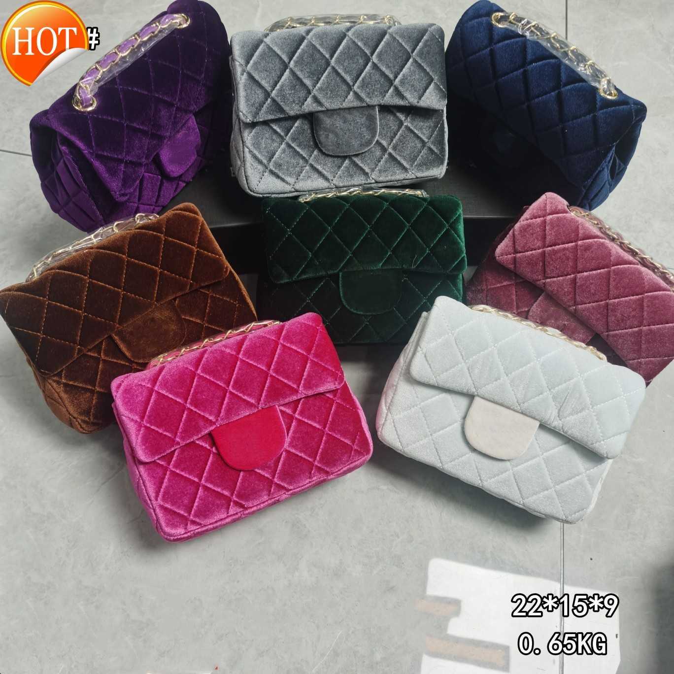 

Women's Luxury Designer Shoulder Bags 2023 New Fashion Crystal Velvet Single Shoulders Crossbody Bag 7 Color Choice Gift Box Packaging Factory Direct Sales