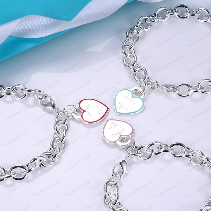 

Luxury designer chain bracelet silver heart-shaped couple chain shape original fashion classic necklace set women's jewelry gift with box