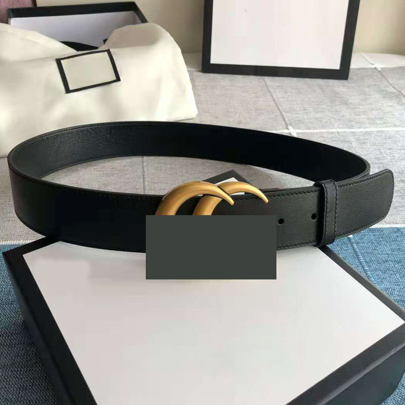 

Designer belts black genuine leather women belt golden silver metal buckle cinturon luxury female trendy waistband double letter design 3.4cm 3.8cm men belt, Free box packing