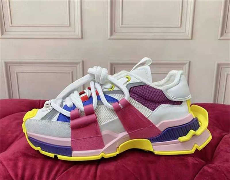 

Mixed-material Space sneakers Spring Autumn Flat Platform Daddy luxury Women Mixed Color Thick Sole Patchwork Lace Up Designer Casual Shoes