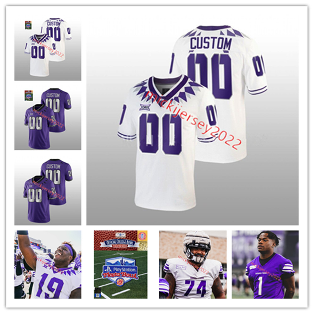 

Custom TCU Horned Frogs Football Jersey Taye Barber DJ Allen Keontae Jenkins Terrence Cooks Jr. Quincy Brown Savion Williams Derius Davis Kendre Miller TCU Jerseys, Purple