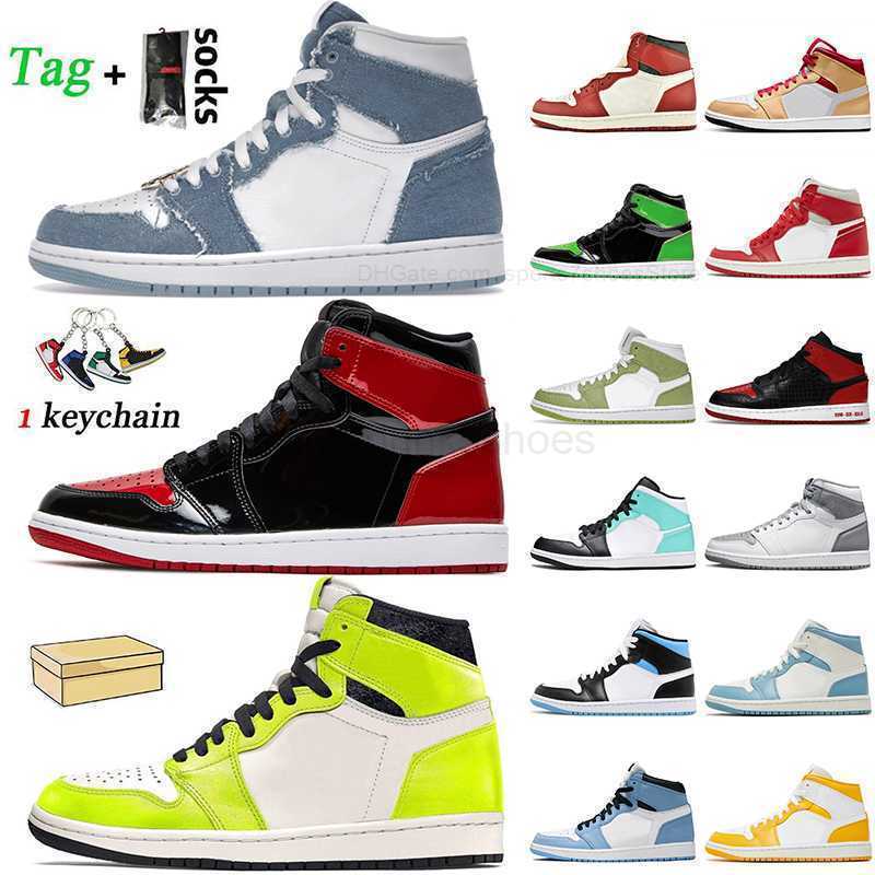 

AIR LOWs Athletic Sport Basketball Shoes Retro Women Mens Patent Bred Jumpman 1 Denim 1s Newstalgia Chenille Cactus Jack Obsidian UNC, A91 offffwhite white 36-47