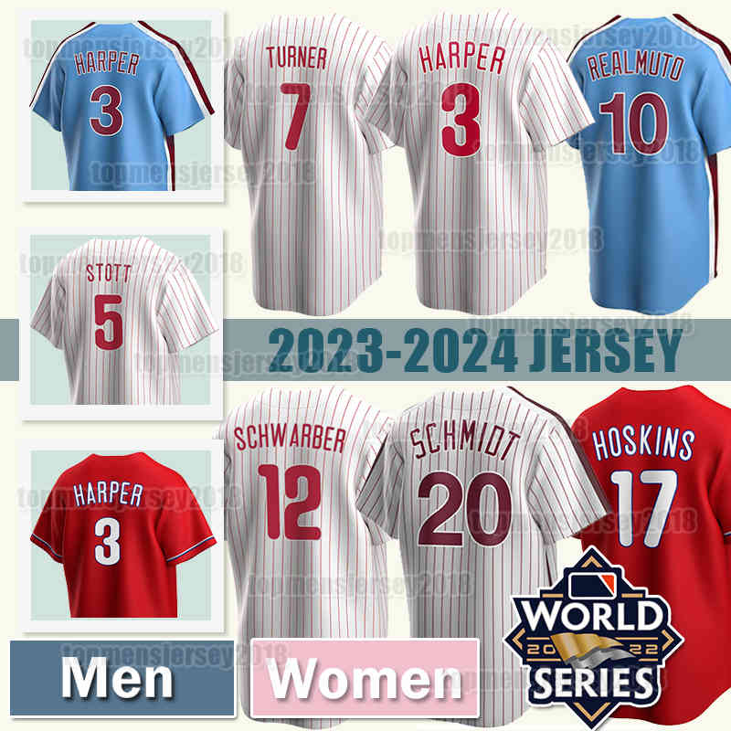 

Bryce 3 Harper Baseball Jersey 7 Trea Turner 10 JT Realmuto Mike Schmidt Bryson Stott Kyle Schwarber Alec Bohm Aaron Nola Rhys Hoskins Lenny 4 Dykstra Nick Castellanos, Men jersey(f c r)+patch