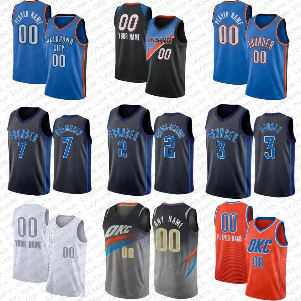 

Basketball Jerseys 7 Chet Holmgren Shai Gilgeous-Alexander Josh Giddey Custom Luguentz Dort Oklahomas City OKC Thunders Jersey Russell Ousma, Mens11
