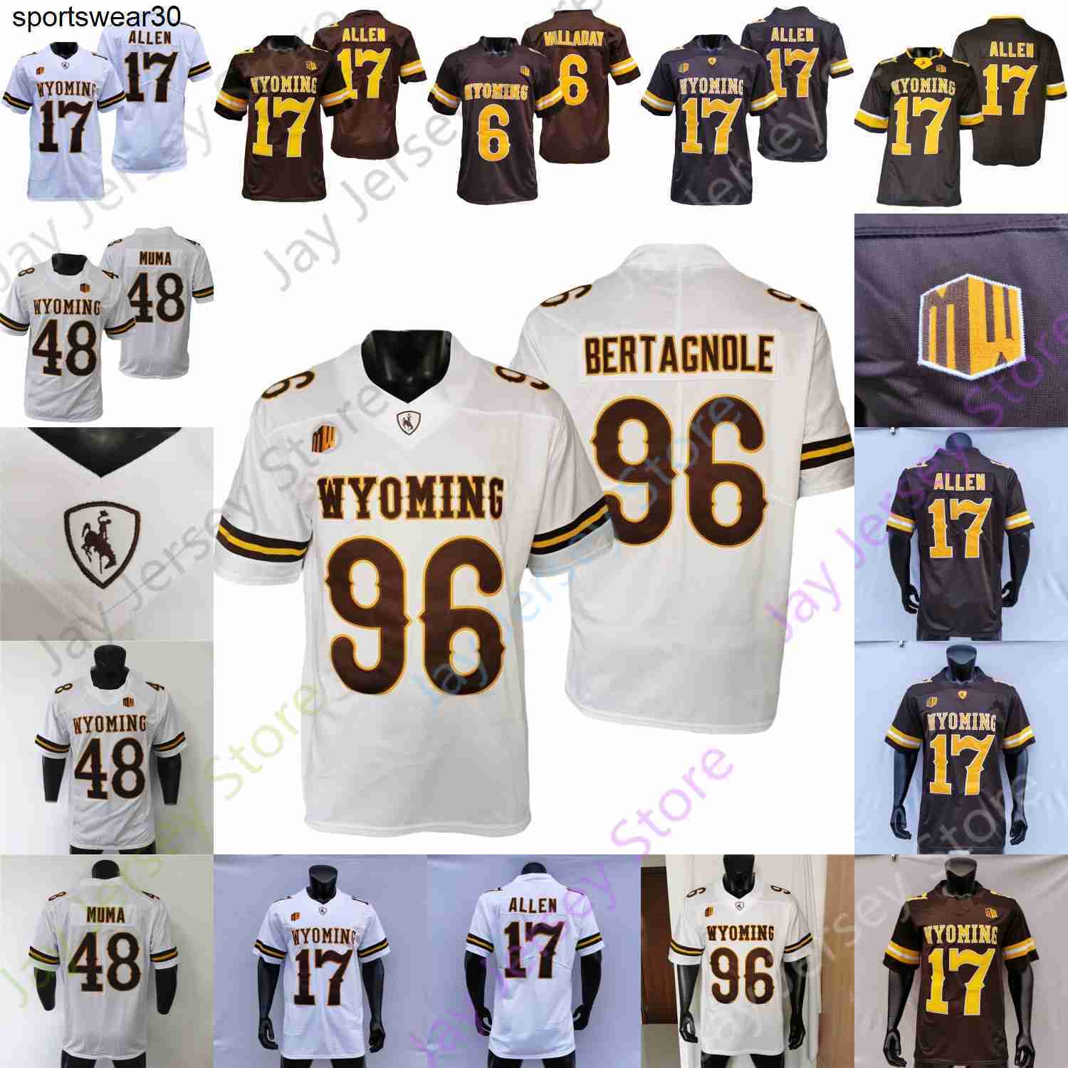 

Wyoming Football Jersey NCAA College Josh Allen Andrew Peasley Titus Swen Joshua Cobbs Gibbs Godbout Joey Braasch Xazavian Valladay, Coffee