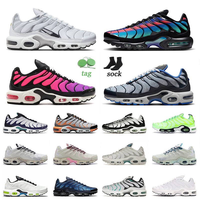 

2023 Top Fashion Tn Plus Running Shoes Tuned SE Big Size 12 Atlanta Dusk Spray Paint Oreo Social FC White Black Men Women Tns Terrascape Trainers Sneakers, A57 lime blast 40-46