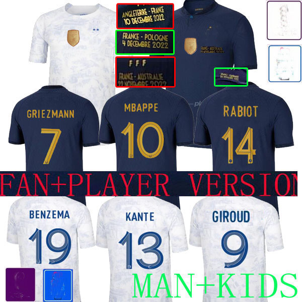 

S--4XL French fra nce AWAY soccer jerseyS Sets 2022 ANGLETERRE MBAPPE GRIEZMANN 2023 RABIOT GIROUD Maillot de foot equipe Maillots kids kit Francia football shirt, 2022 home man 3