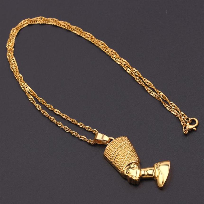 

Pendant Necklaces Exotic Egyptian Queen Nefertiti For Women Men Jewelry Gold Color Whole Jewellery African GiftPendant2490