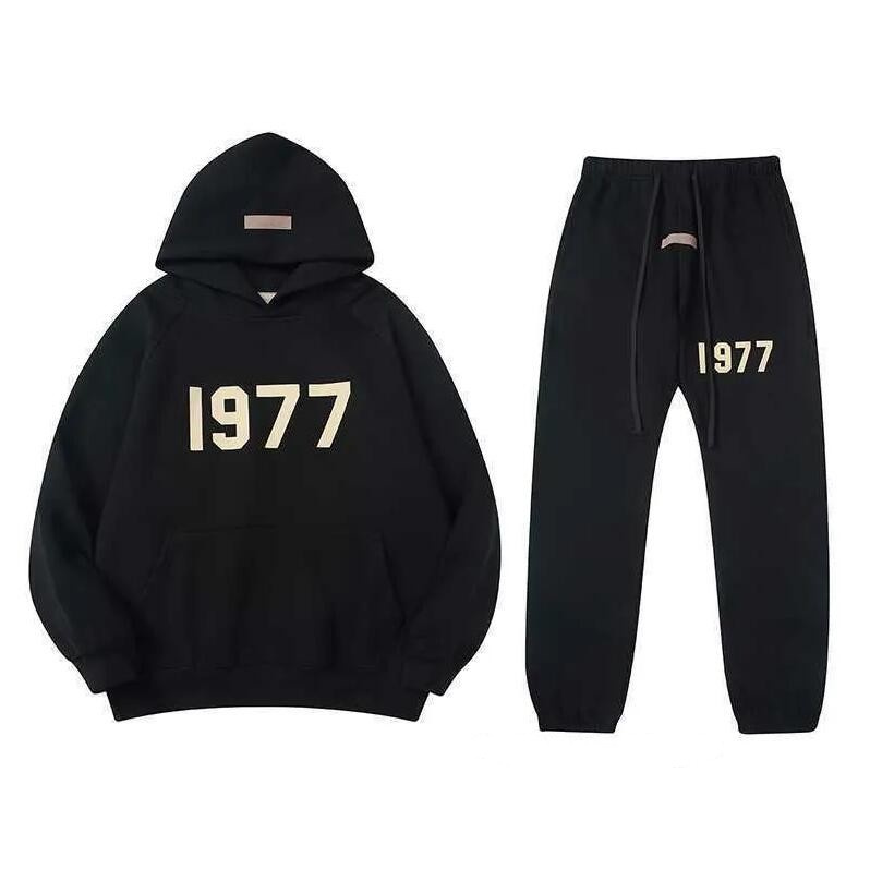 

Autumn and winter New Oversized Men Hoodies High Quality 1977 Flocked 100% Cotton Sweatshirts Loose Couples Tops Fashion Hip Hop Hoodie, Add postage