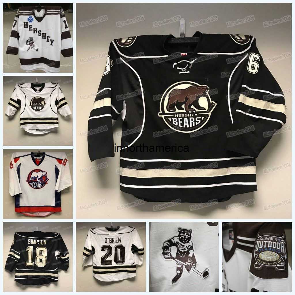 

Custom Hershey Bears Hockey Jersey Tobias Geisser Dylan McIlrath Drake Rymsha Michal Kempny Kody Clark Mason Morelli Cody Franson Matt Mouls, Brown