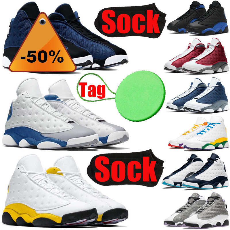 

High shoes with Sock Tag Jumpman 13 13s Mens Basketball Shoes Brave French Blue Obsidian Jordams Flint Court Purple Men Trainers Sports, #8 gold glitter