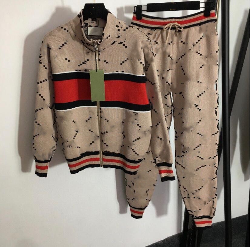 

Luxury Designer Womens Tracksuits G Print Three-piece Knitted Tracksuit G Letter Stand Collar Zip Cardigan Jacket And Casual Trousers 3 Color, 07