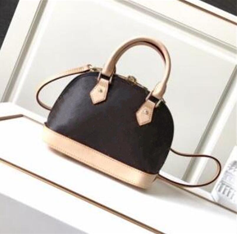 

Quality Designer Leather Women shoulder bag handbag tote cross messenger bag alma classic flower checked damier, Brown flower 25cm