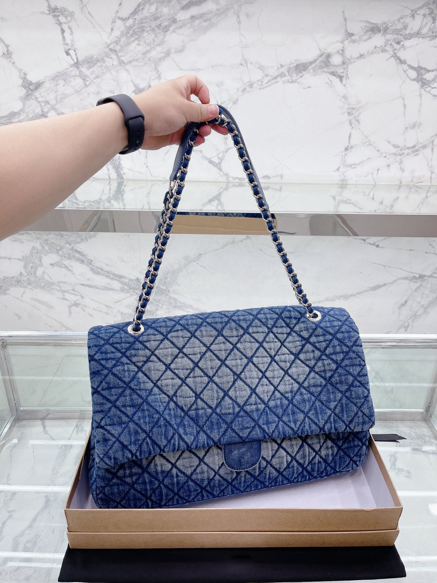 

Designer shoulder bags Denim embroidery printed shopping bag blue Women's handbag Crossbody bag Tote Large capacity wallet Flap Chain clutch Messengerbag