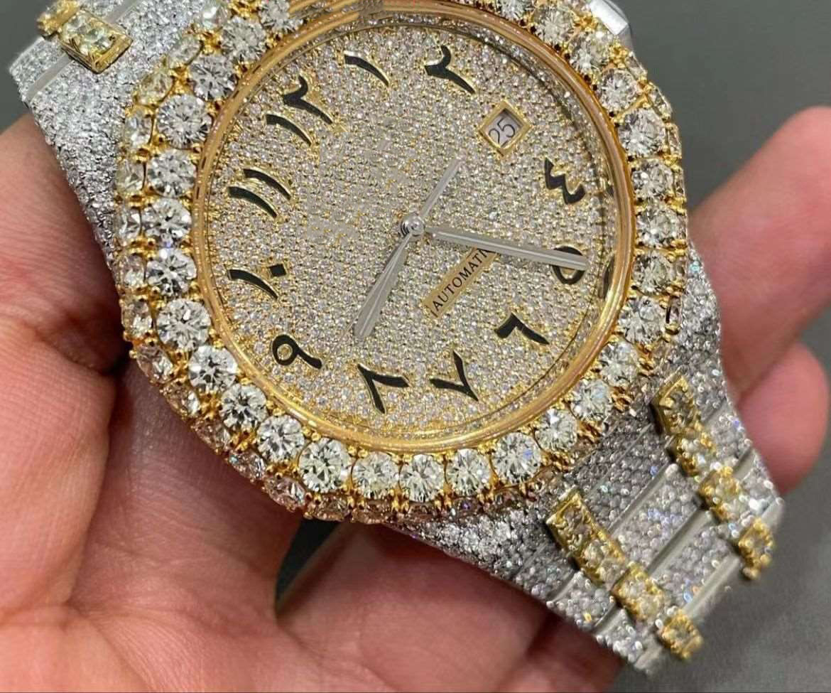 

Designer Watch Big 2022 Moissanite Version stones Watch Gold Silver PASS TEST Mechanical ETA movement quality Men Luxury Full Iced Out Sapphire