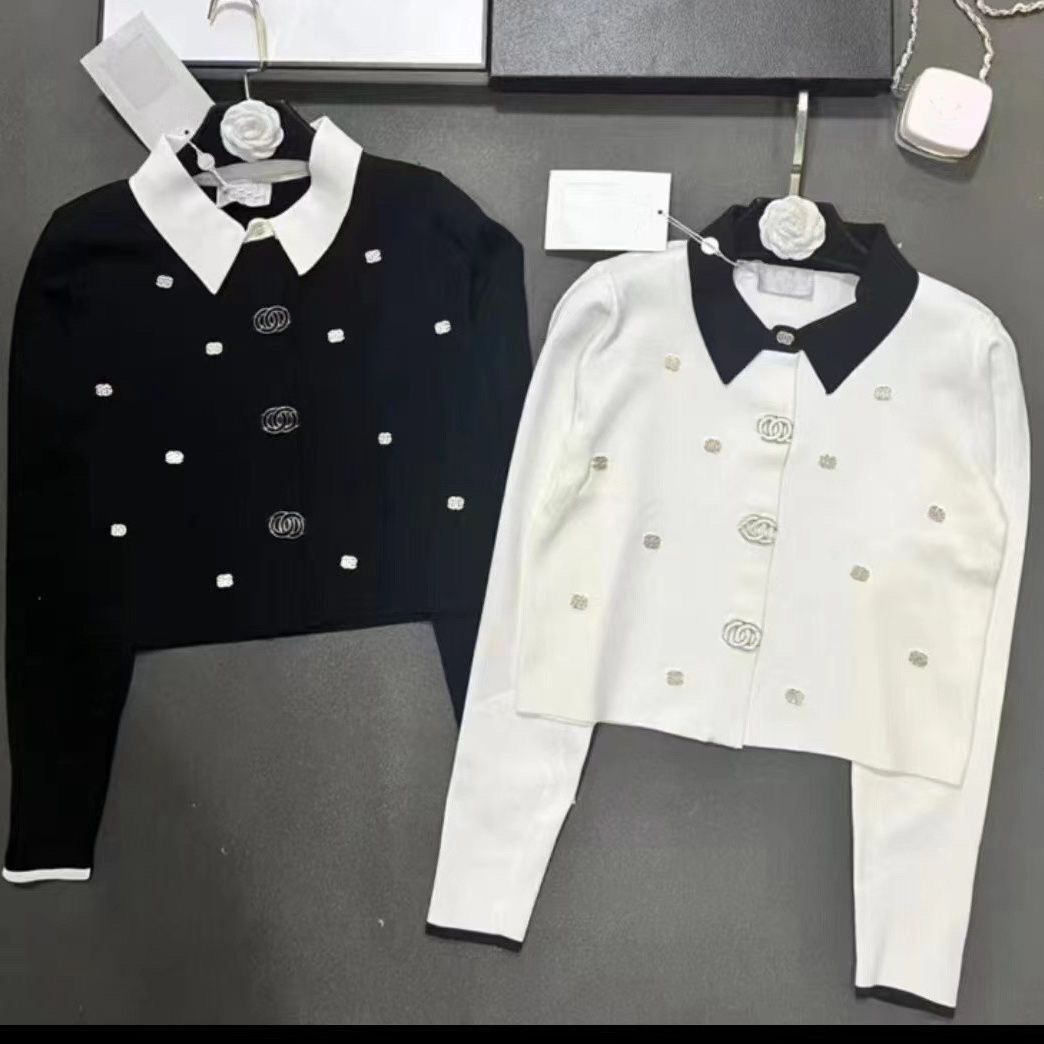 

Women' T-Shirt Designer Design Jackets Classic Designers Black White Letters Embroidery Short Outerwear, White #1