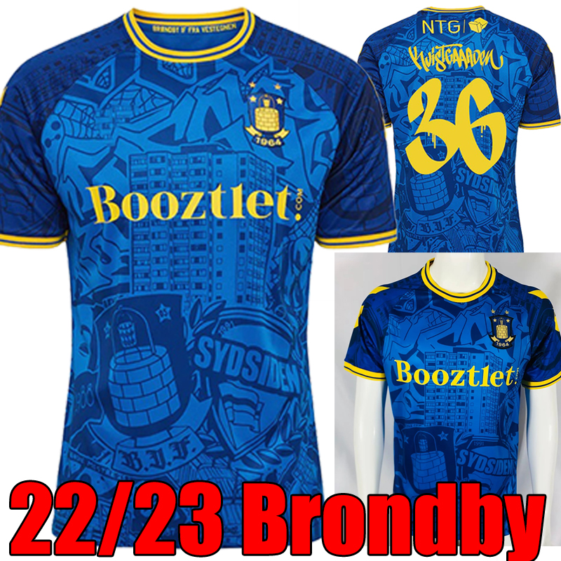 

22/23 Brondby IF Soccer Jerseys Daniel Wass 2022 2023 Anis Slimane away blue Andreas Maxso Mathias Kvistgaarden Josip Radosevic men football shirts, Brondby 22-23 away