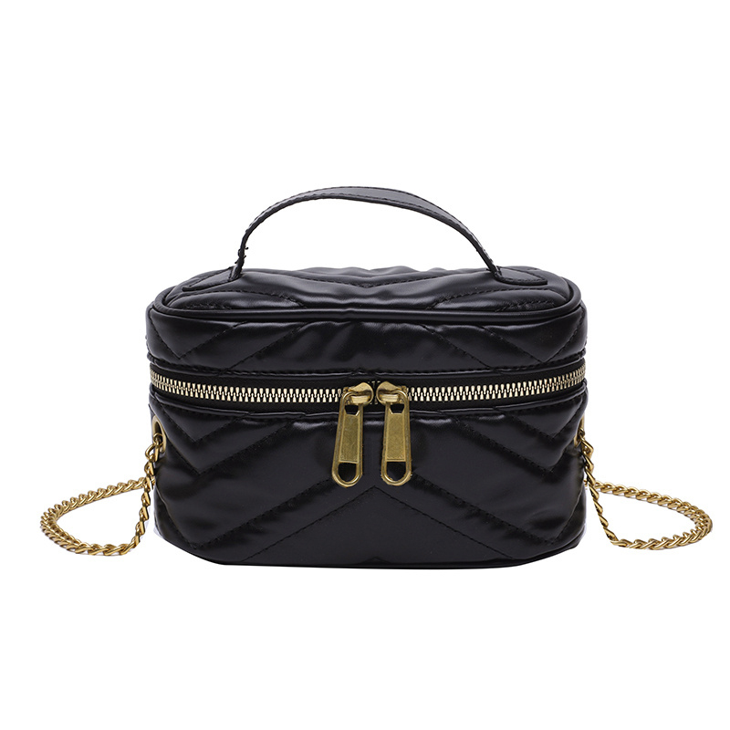 

G Designer Makeup Bag for Women Cosmetic Bags Portable Zipper Make up Case PU Leather Beauty Cases Hand Held G7389, Black