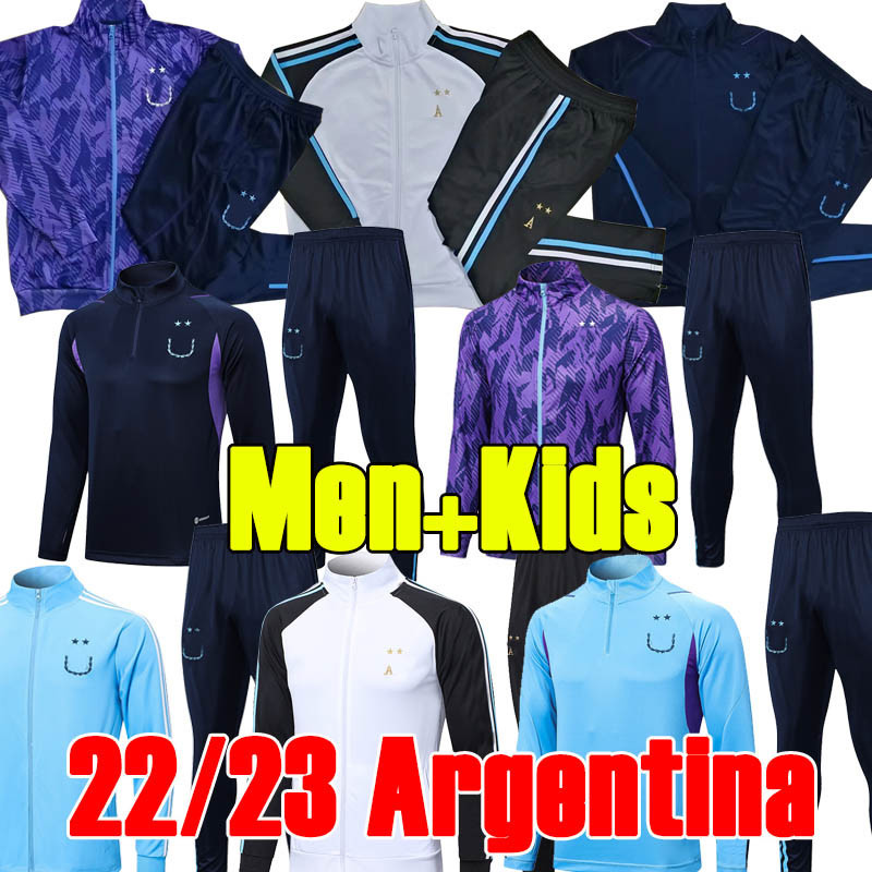 

22 23 Argentina Soccer Jerseys tracksuit Men Kids Kit Suit National Team DYBALA L.MARTINEZ DE PAUL Half Zip Tracksuit Football Shirts Survetement uniform, Xihanmu iron maiden x 4
